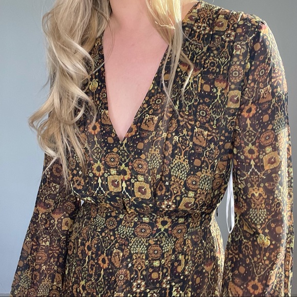 Ronny Kobo Brown Tan Black, Long Sleeve Maxi Dress - Picture 6 of 16